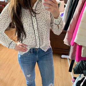 Who What Wear Polka Dot Button Down Shirt